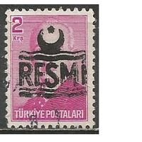 Турция. И.Инёню. 2-й Президент. Надпечатка герб. Доплатная марка. 1955г. Mi#27.