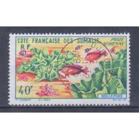 [569] Французские колонии. Французское Сомали 1963. Морская фауна.Кораллы,рыбы. Гашеная марка.
