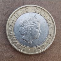 Великобритания 2 фунта 2001 г., Столетие трансатлантическому радио, KM# 1014