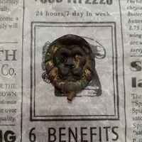 Накладка голова льва, позолоченная старинная.