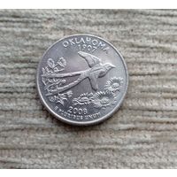 Werty71 США 1 квотер 25 центов 2008 D Оклахома Ласточка Птица
