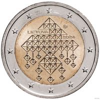 2 евро 2024 Литва Соломенные сады UNC из ролла