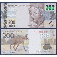 Бразилия, 200 реалов 2020 г., P-W258 (AI, гривистый волк, номинация IBNS 2020), UNC