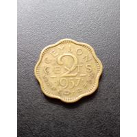 Цейлон 2 цента 1957 г.