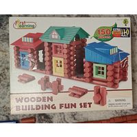 Набор для строительства First Learning Wooden Building Fun Set. Обучающий деревянный конструктор для детей.