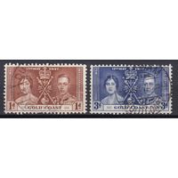 20a.BrKS. Великобритания. Колонии.  Золотой Берег. Коронация Георга VI и Елизаветы. 1937 г. 1d, 3d. Mi.##102/104.