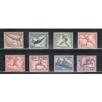 Германия(Рейх)-1936,(Мих.606-616)  **/* ( 5 м - **, 3 м-без клея) ,  Спорт,  ОИ-1936 (полная серия)