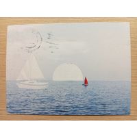 О-10. ПОДПИСАННАЯ ОТКРЫТКА НИДЕРЛАНДЫ. ПАРУС В МОРЕ.