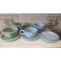 Красивые чайные пары, керамика. В комплекте 6 блюдец и 4 чашки. Продаю комплектом.