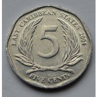 Восточные Карибы, 5 центов 2004 г.