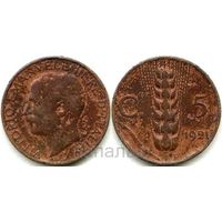 Италия 5 чентезимо 1921