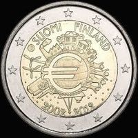 2 Евро Финляндия 2012 10 лет наличному евро UNC из ролла
