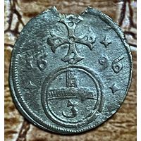Монета 3 пфеннига 1696 год. Силезия. Король Леопольд I.