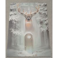 Посткроссинг. Открытка Олень, худ.Александра Хитрова (10х15). Прошла почту. Художественная марка, чёткий штемпель.