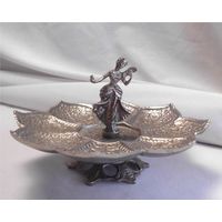 Орешница Статуэтка Дама с веером БРОНЗА Серебрение