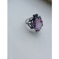 Старое "Колечко с камнем" 875 звезда,серебро 3.6гр, в патине,ретро-ссср!