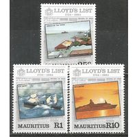 Маврикий. 250 лет списку Ллойда. 1980г. 3 марки.