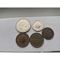 Сборный лот гульденов и центов Нидерланды. Лот состоит из 5-ти монет. Монеты не чищены. 45259