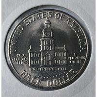США   1/2 доллара, 1976 200 лет независимости США  UNC  в холдере