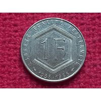 Франция 1 франк 1988 г. Шарль де Голь. 30 лет Пятой Республики.