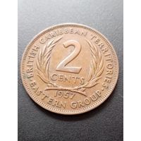 Восточные Карибы 2 цента 1957 г.