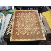 Поздравительный адрес 1979 г. Папка фанерная с инкрустацией 37х27 см.