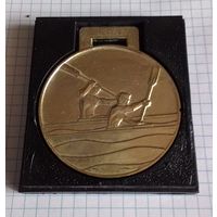 Спортивная медаль соревнований по гребле на байдарках и каноэ.