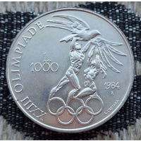 Сан-Марино 1000 лир 1984 года, Proof. Олимпиада. Серебро. Сторгуй за свою цену, предложи обмен!