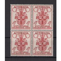 Австралия /Australia 1956** Герб Олимпийские игры Мельбурн Квартблок Mi#266