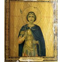 Старинная литография Святой Великомученик Георгий Победоносец 1896 год