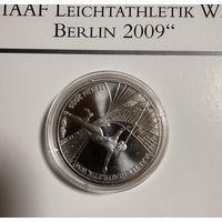 Монета 10 евро 2009 год. Чемпионат мира по легкой атлетике ИААФ Берлин 2009.