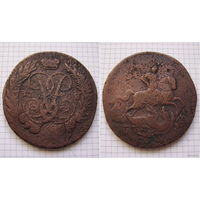 Двушка Елизаветы  1758г. (перечекан) (ОБМЕН)***