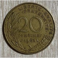 Монета 20 сантимов 1963 год. Франция.