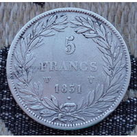 Франция 5 франков 1831 года. Луи Филипп I. Лилль. Серебро 900. Сторгуй за свою цену, предложи обмен! S120