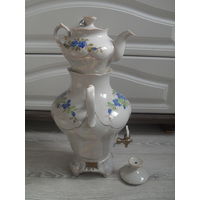 Самовар электрический со шнуром и заварочный чайник,фарфор.