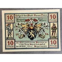 Нотгельд , 10 пфеннигов, Плауэ 1921 год. Веймарская республика