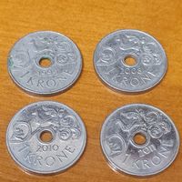 1 крона Норвегия 1999, 2008, 2010 или 2011