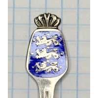 С 1 РУБЛЯ! СУВЕНИРНАЯ ЛОЖКА ДАНИЯ СЕРЕБРО ЭМАЛЬ ГЕРБ 925 ПРОБА