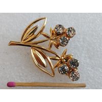 Брошь винтажная советская "веточка с цветами"