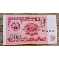 Werty71 Таджикистан 10 Рублей 1994 UNC банкнота