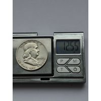 50 центов США 1952 года (Пол доллара Бена Франклина). Серебро 900 пробы. L45571.