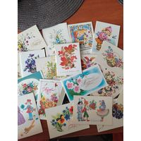 Открытки маленькие (рисованные). Всего 53 шт. + подарок 24 открытки (фотокомпозиция) /Д
