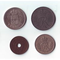 Монеты Дании, 4 шт., разные.