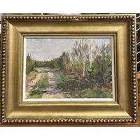 Тюрин В.П "Пейзаж", картон, масло. Размер с рамой 29х23 см.