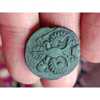 Деньга 1730 года в хвосте 5 перьев