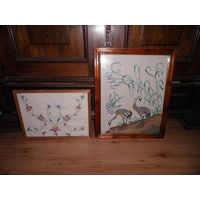 Картины-вышивки 2 шт.гладью и крестиком ср.20-го века.С рубля.