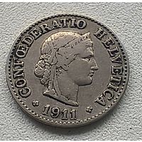 Швейцария 5 раппенов, 1911.  3-5-42