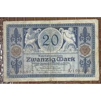 Банкнота 20 марок 1915 год. Германская империя