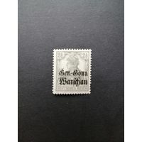 Польша 1916 Марка из серии "DEUTSCHEN REICHES" периода немецкой оккупации Польши с надпечаткой "Deutschen post in Warschau" (чистая**) Mi.6 каталог 2.20 евро