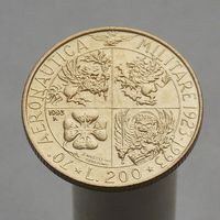 Италия 200 лир 1993 70 лет военной авиации